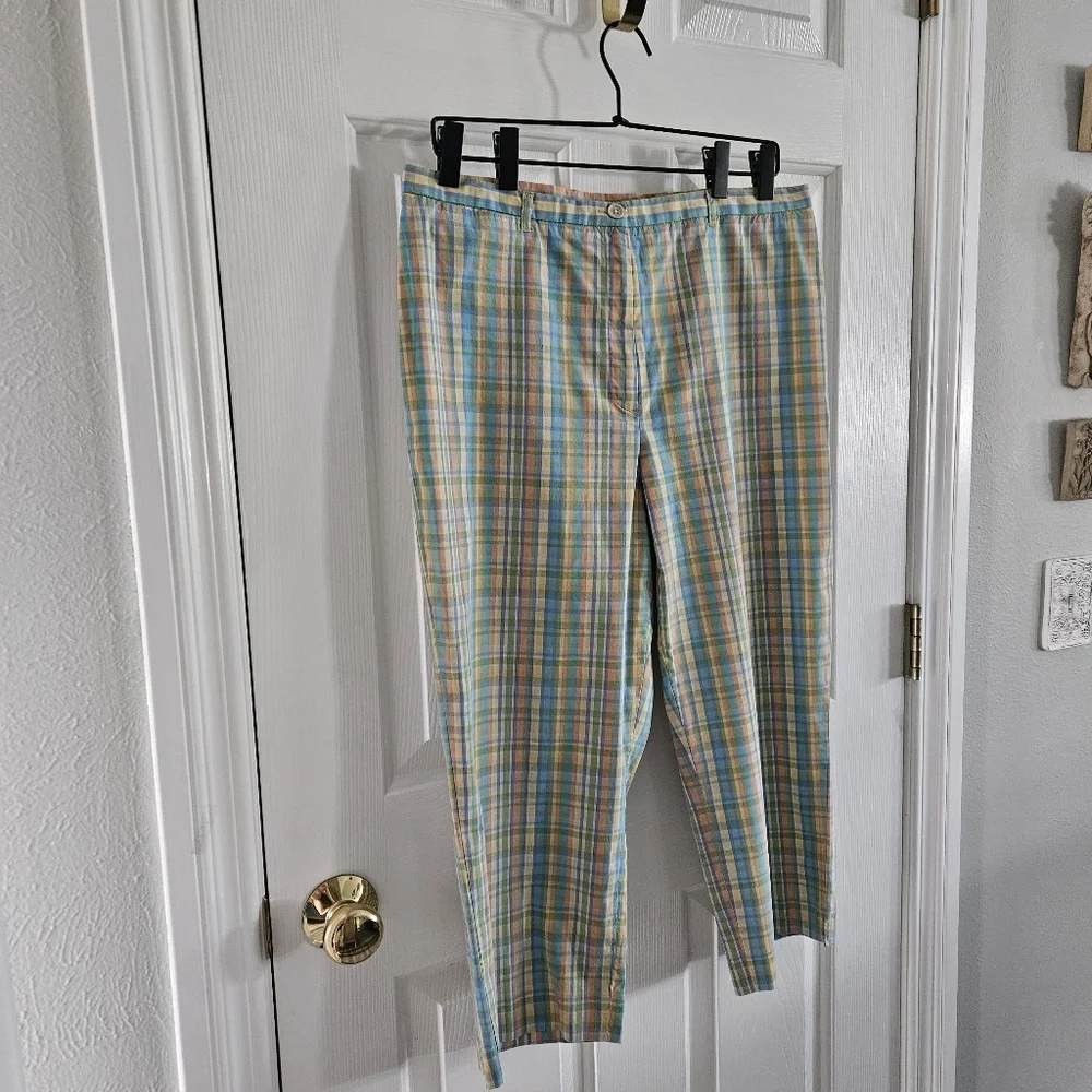 NWOT Vintage Lauren By Ralph Lauren Pastel Plaid Cropped Pants - Picture 2 of 8